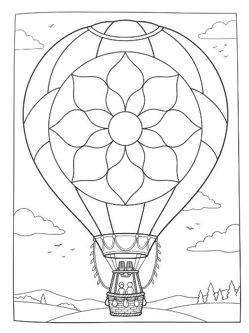 Coloriage Mandala: Montgolfière minimaliste Mandalas