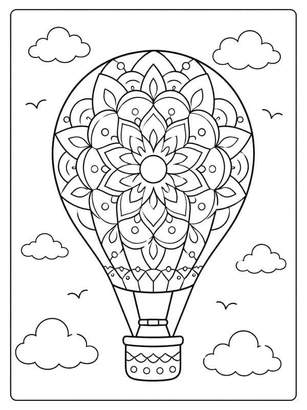 Coloriage Mandala: Montgolfière symétrique Mandalas