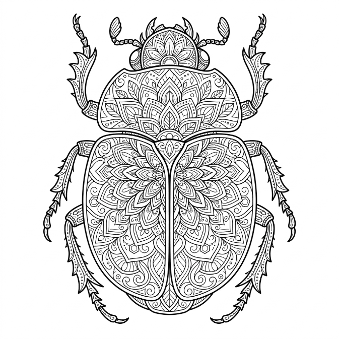 Coloriage Mandala: Scarabée élégant Mandalas