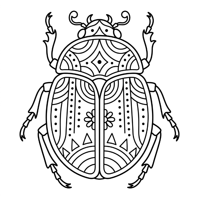 Coloriage Mandala: Scarabée géométrique Mandalas