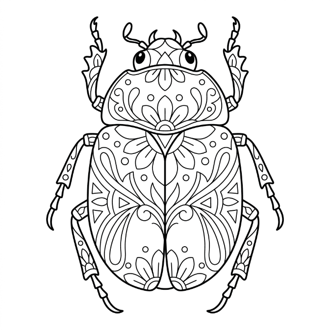 Coloriage Mandala: Scarabée mignon Mandalas