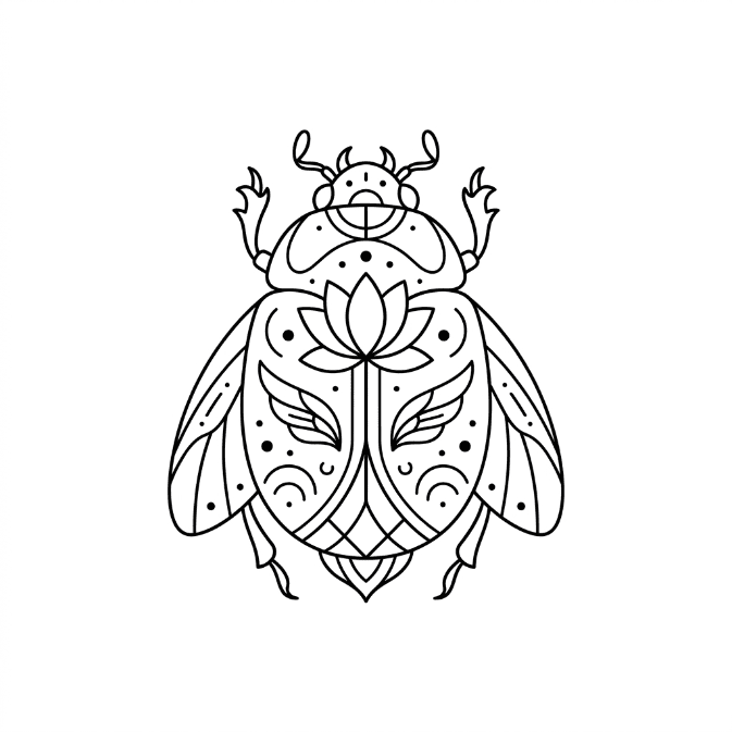 Coloriage Mandala: Scarabée minimal Mandalas