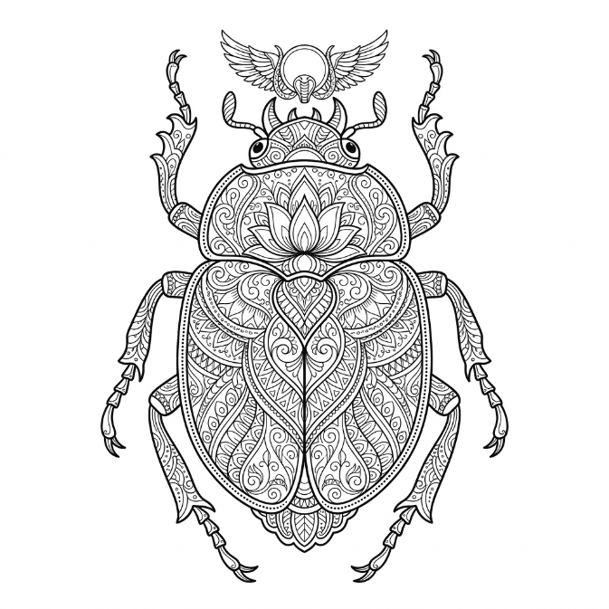 Coloriage Mandala: Scarabée ornemental Mandalas