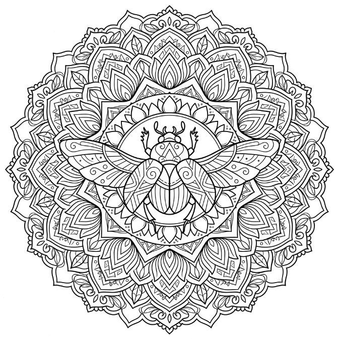 Coloriage Mandala: Scarabée pour adultes Mandalas