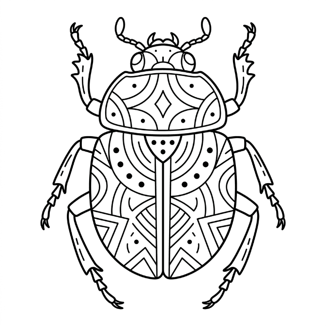 Coloriage Mandala: Scarabée réaliste Mandalas