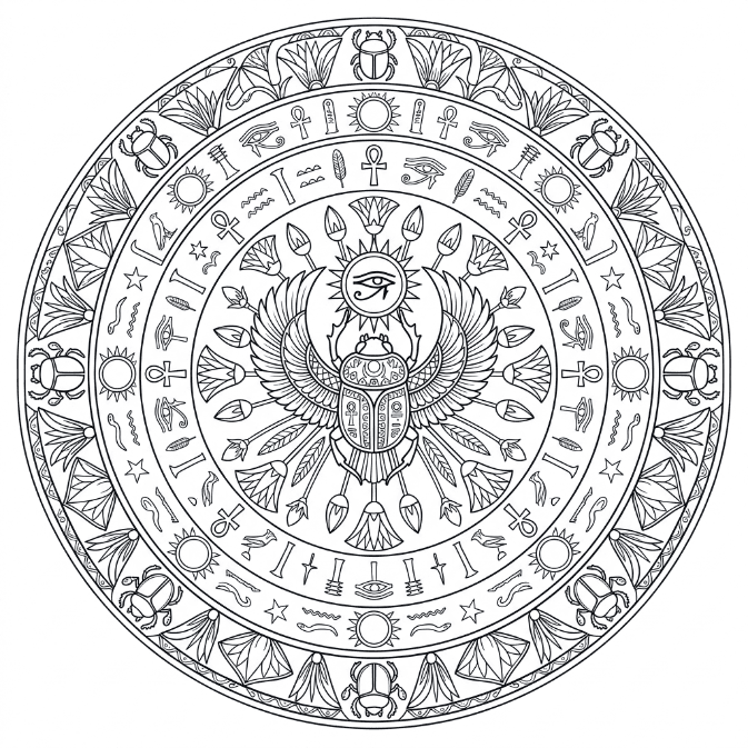 Coloriage Mandala: Scarabée sacré Mandalas
