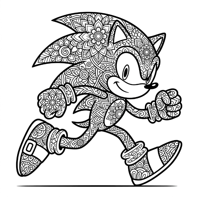 Coloriage Mandala: Sonic amical Mandalas