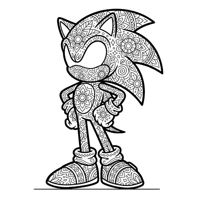 Coloriage Mandala: Sonic confiant Mandalas