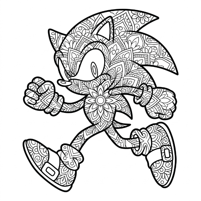 Coloriage Mandala: Sonic court Mandalas