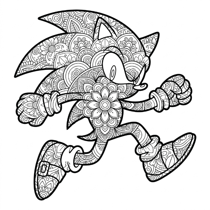 Coloriage Mandala: Sonic énergique Mandalas