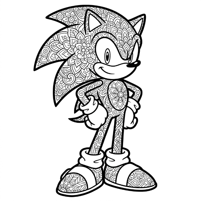 Coloriage Mandala: Sonic héroïque Mandalas