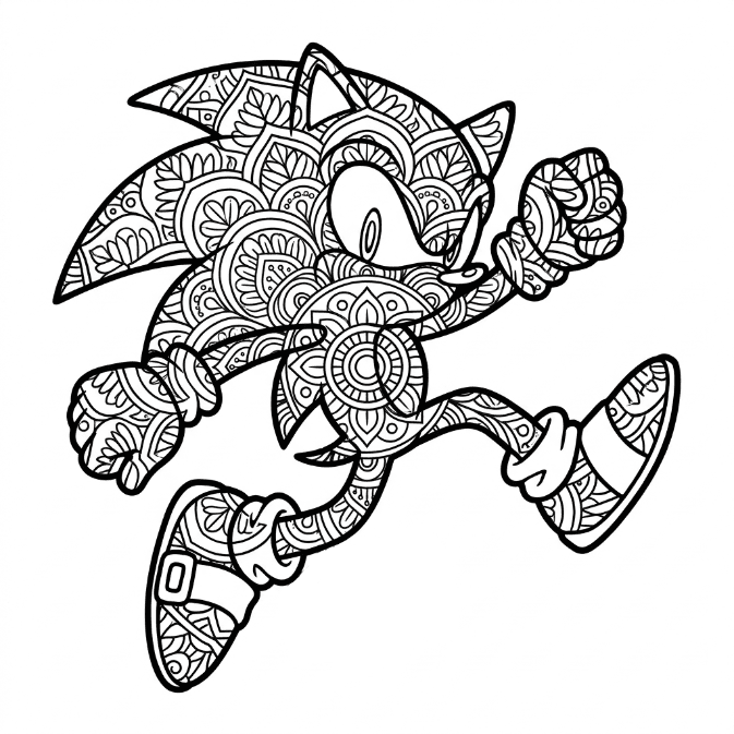 Coloriage Mandala: Sonic le joueur Mandalas