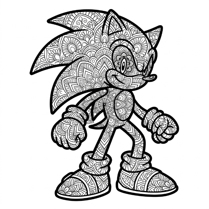 Coloriage Mandala: Sonic pour adultes Mandalas