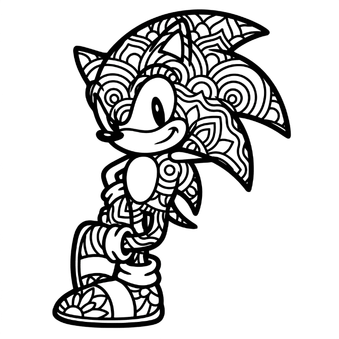 Coloriage Mandala: Sonic pour enfants Mandalas