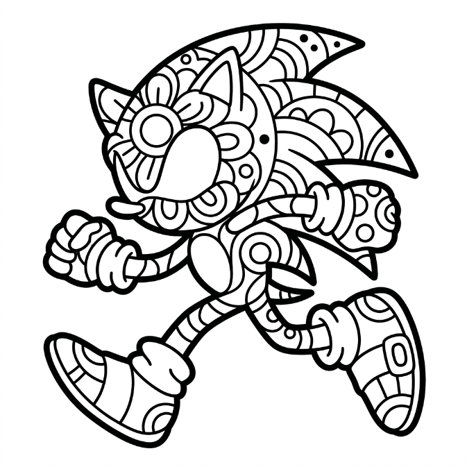 Coloriage Mandala: Sonic simple Mandalas