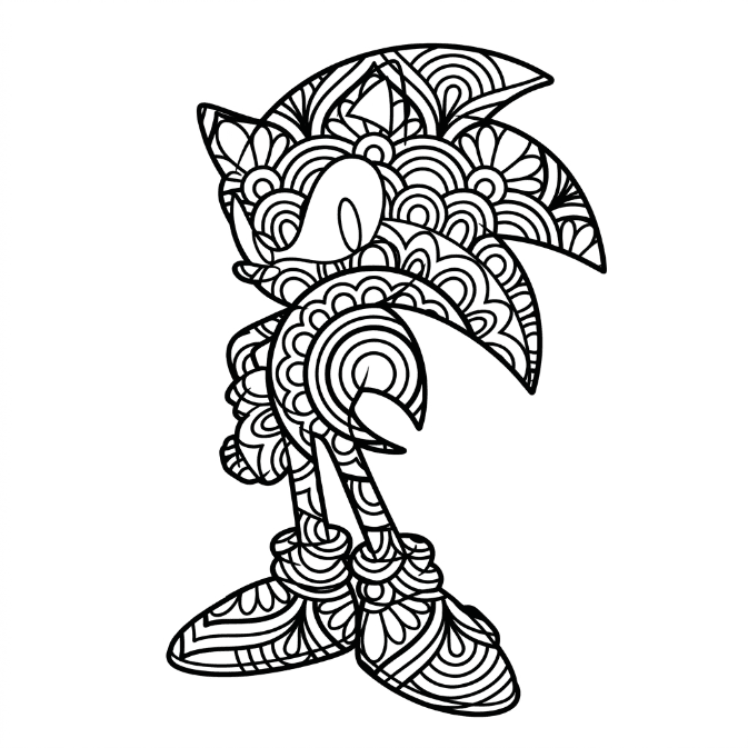 Coloriage Mandala: Sonic stylisé Mandalas