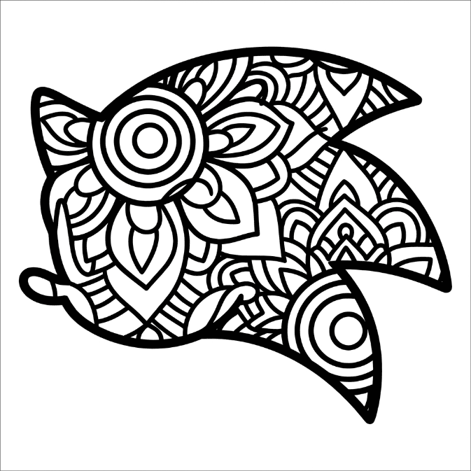 Coloriage Mandala: Tête de Sonic Mandalas