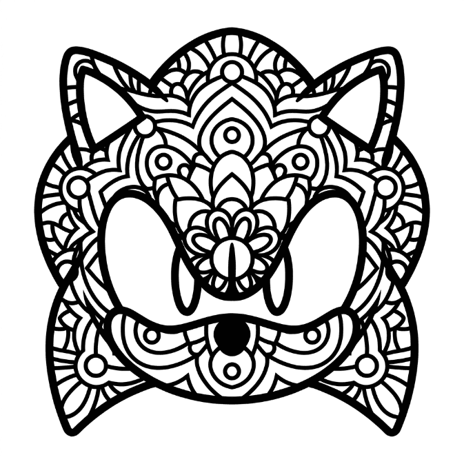 Coloriage Mandala: Visage de Sonic Mandalas