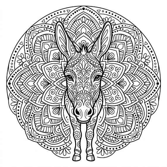Coloriage Mandala: Âne artiste Mandalas