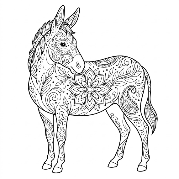 Coloriage Mandala: Âne doux Mandalas
