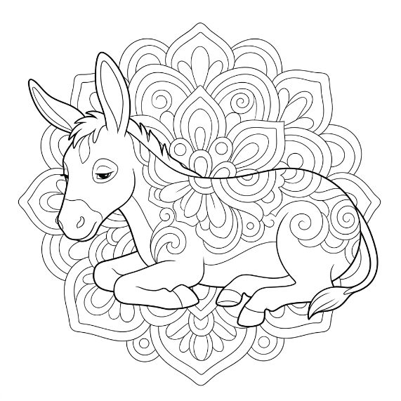 Coloriage Mandala: Âne paisible Mandalas