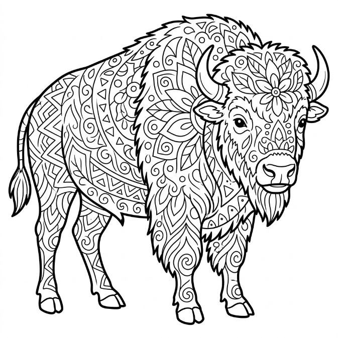 Coloriage Mandala Bisons Mandalas