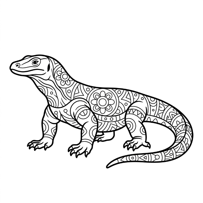 Coloriage Mandala: Grand varan Mandala