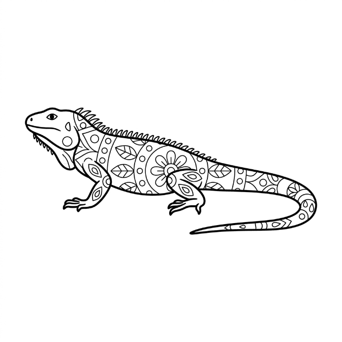 Coloriage Mandala: Iguane simple Mandalas