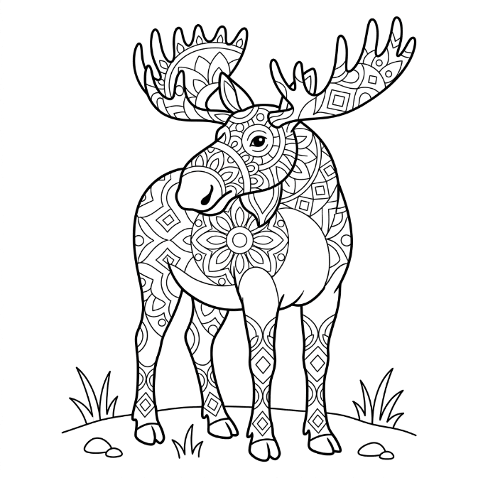Coloriage Mandala: Jeune élan Mandalas