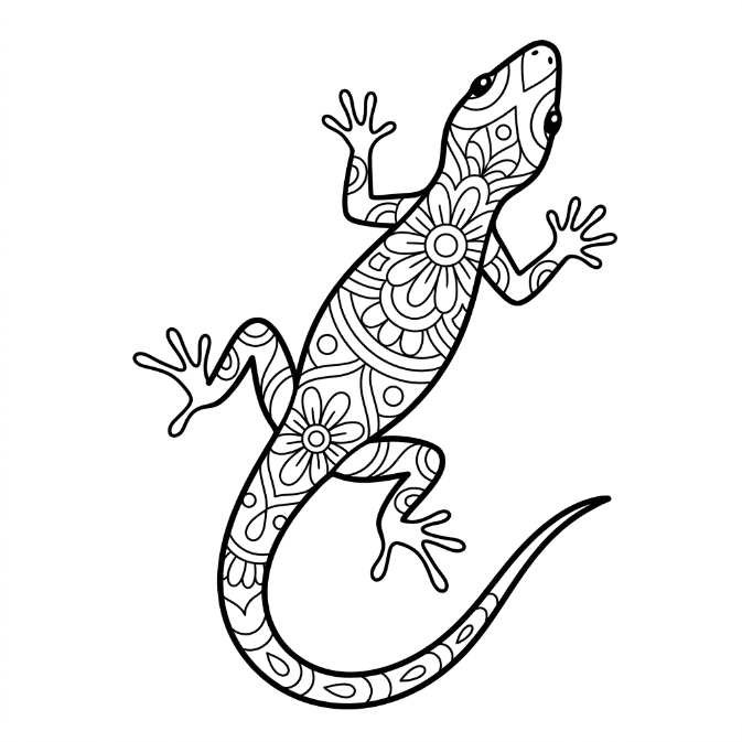 Coloriage Mandala: Lézard classique Mandala