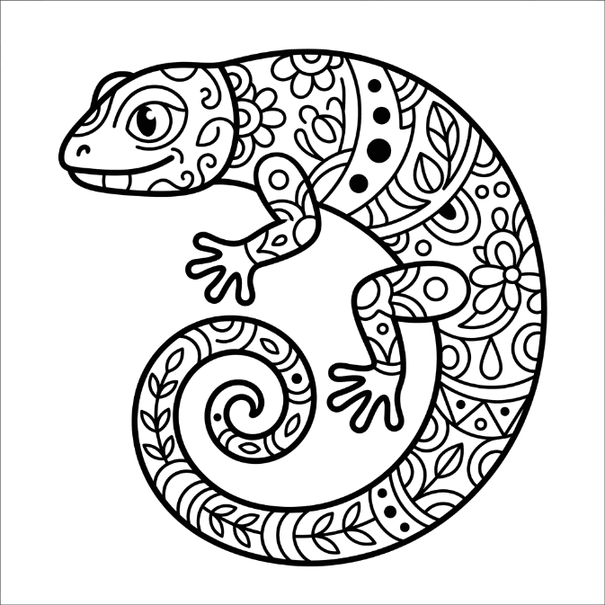 Coloriage Mandala: Lézard grimpeur Mandala