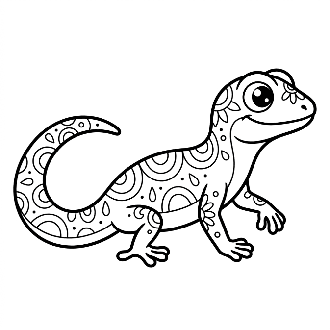 Coloriage Mandala: Lézard pour enfants Mandala