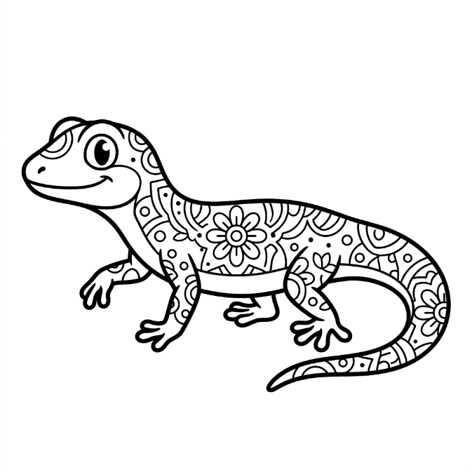 Coloriage Mandala: Lézard qui marche Mandala