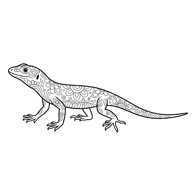 Coloriage Mandala: Lézard réaliste Mandala
