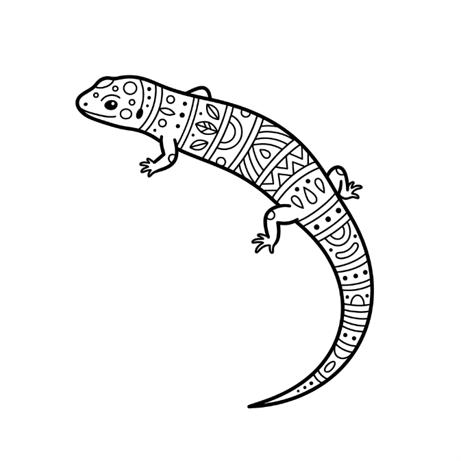Coloriage Mandala: Lézard scinque Mandala