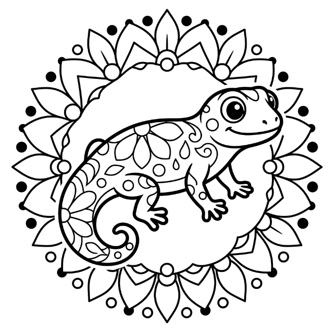 Coloriage Mandala: Lézard simple Mandala