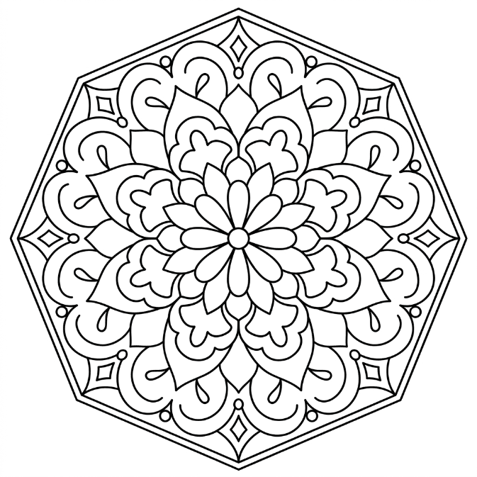 Coloriage Mandala: Polygon élégant Mandalas