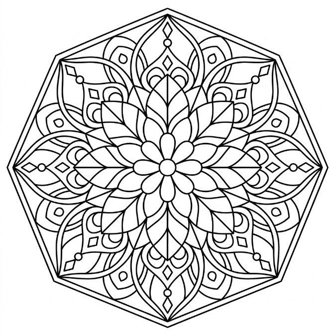 Coloriage Mandala: Polygon incroyable Mandalas