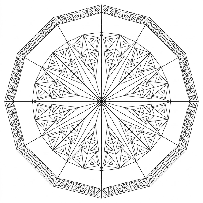 Coloriage Mandala: Polygone complexe Mandalas