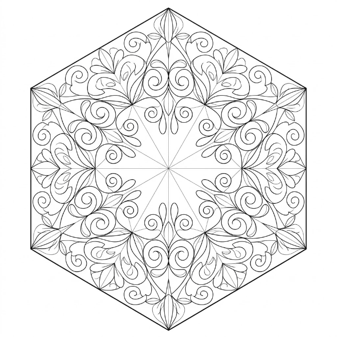 Coloriage Mandala: Polygone détaillé Mandalas