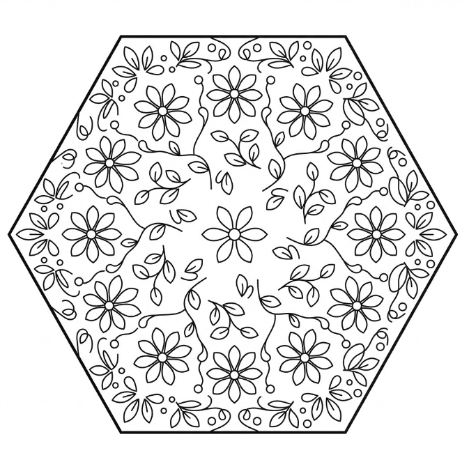 Coloriage Mandala: Polygone floral Mandalas