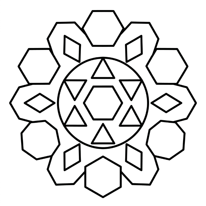 Coloriage Mandala: Polygone simple Mandalas