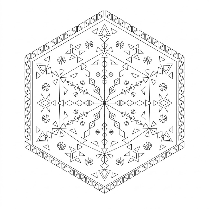 Coloriage Mandala: Polygone triangulaire Mandalas