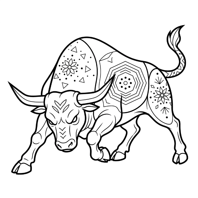Coloriage Mandala: Taureau furieux Mandalas