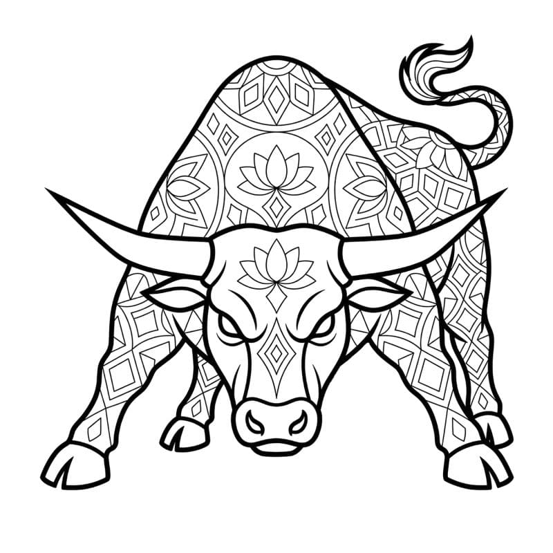 Coloriage Mandala: Taureau sauvage Mandalas