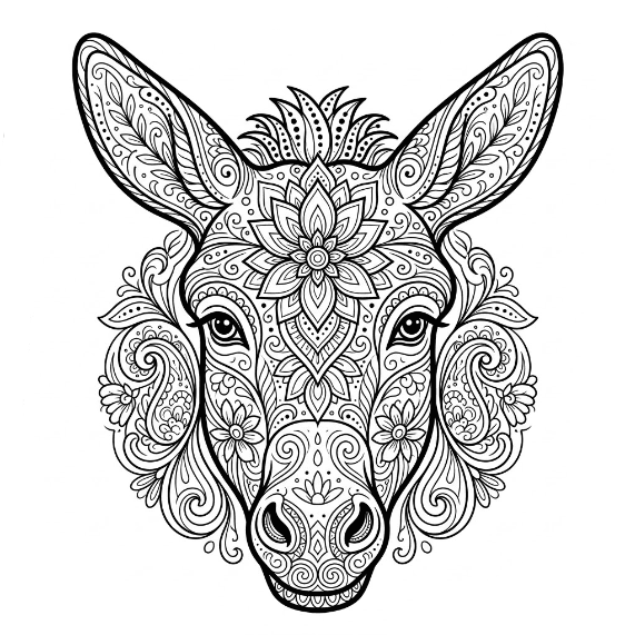 Coloriage Mandala: Tête d'âne Mandalas