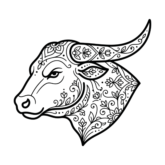 Coloriage Mandala: Tête de taureau Mandalas