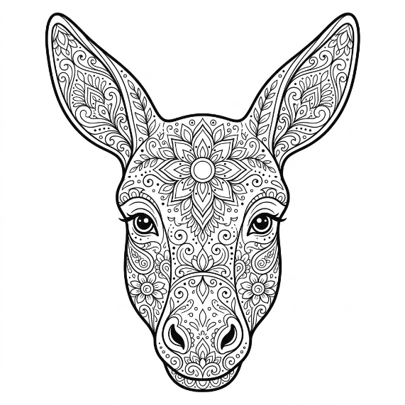 Coloriage Mandala: Visage d'âne Mandalas