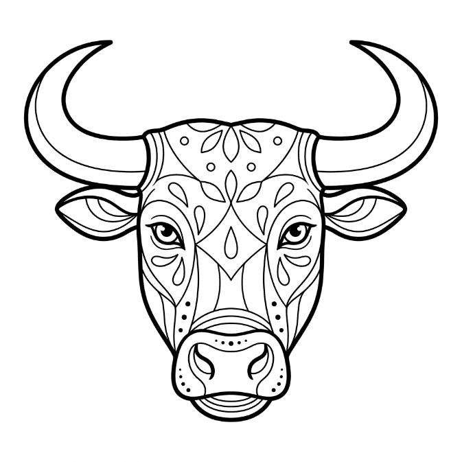 Coloriage Mandala: Visage de taureau Mandalas