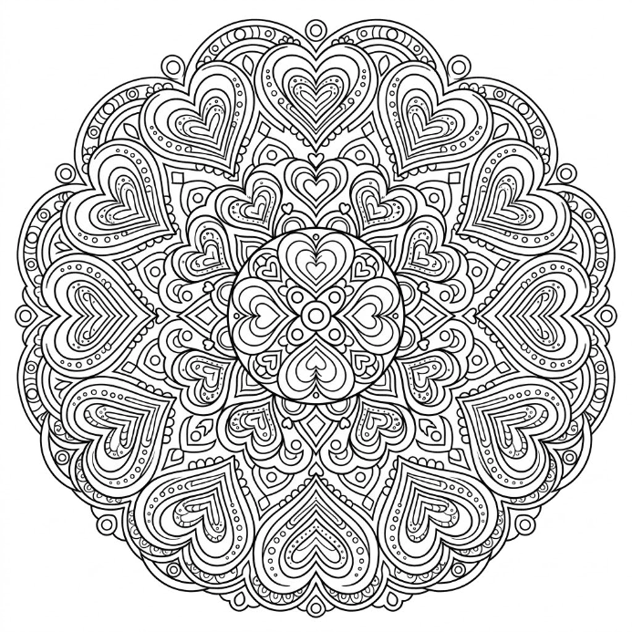 Coloriage Mandala: amour apaisant Mandalas